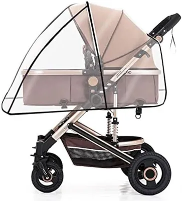 Produktbild von PromoHome® Universeller Regenschutz für Kinderwagen – Transparenter Wetterschutz gegen Regen, Wind und Schnee, 100 x 60 x 80 cm