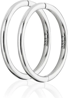 Produktbild von Paar 12mm mini Klappcreole 333 Weißgold 8 Karat Ohrring 1,0mm breite Ohrhänger