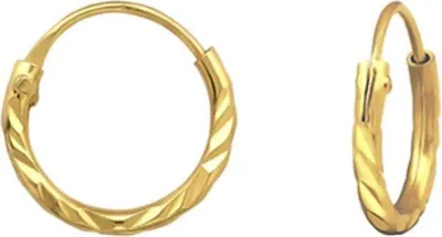 Produktbild von Kleine Creolen Silber 925 Ohrringe „Diamond Cut“ Gold 10 mm