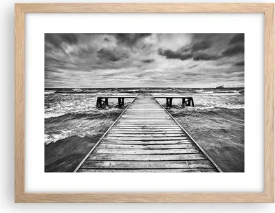Produktbild von Gerahmtes Poster - Rahmen in heller Eiche - Brücke Meer Welle - 40x30 cm - Wand Bild - Wanddeko - Wandbilder - Wandposter - Bilderrahmen - Bilder - Kunstdruck - Wandbild - P2NAA40x30-3637