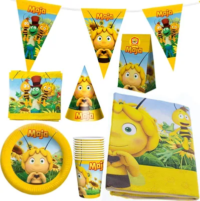 Produktbild von Biene Maja XXL-Partyset 58-teilig mit Raumdeko für Kindergeburtstag Motto-Party