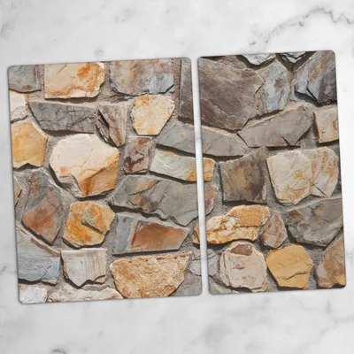 Produktbild von Glas-Herdabdeckplatten Glaskeramikkochfeld-Abdeckung Spritzschutz Glas 70x52 cm Steine