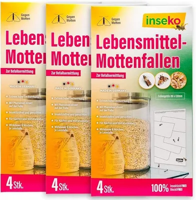 Produktbild von inseko 12x Lebensmittelmotten Falle I insektizidfrei & geruchlos I Lebensmittelmottenfalle Germany - 3 Packungen (442215)