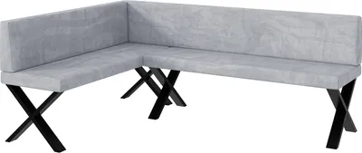 Produktbild von MEBLINI Eckbank für Esszimmer - Küchenbank - Essecke - Sitzecke Küche - TONI - X-Beine 142x196x87cm Links - Hellgrau Samt