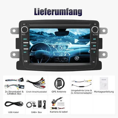 Produktbild von Autoradio 2 DIN 7 Zoll Touchscreen Android 15 für Renault Dacia Duster Logan Dokker Lodgy mit Carplay Android Auto DAB Plus GPS Navigation Bluetooth WLAN