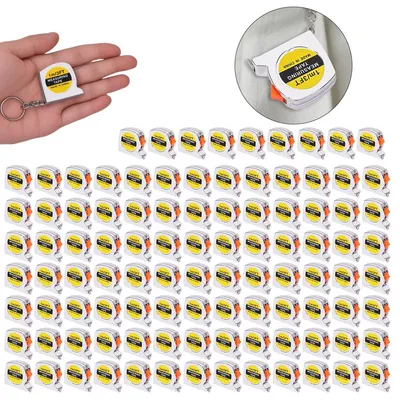 Produktbild von Mini Maßband Schlüsselanhänger 100 Stück, 1m/3ft Rollmaßband mit Feststeller, doppelte Skala cm & inch, ideal für DIY, Handwerk & tägliche Nutzung