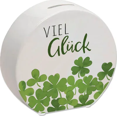 Produktbild von Klee Spardose mit Spruch Viel Glück
