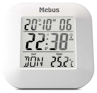Digitalwecker mit Thermometer, Datum, Snooze, Kunststoff, weiß