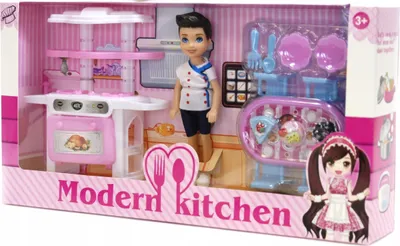 Produktbild von Spielküche mit Mini Puppe & Zubehör - Kochset Spielzeug für Kinder - Puppenküche Geschenk