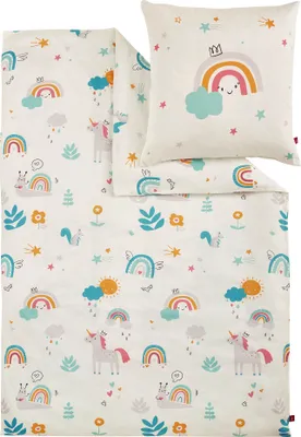 Produktbild von s.Oliver Junior Bettwäsche 100x135 cm, 40x60 cm - mehrfarbig, Satinbettwäsche mit Kindermotiven, 100 % Baumwolle