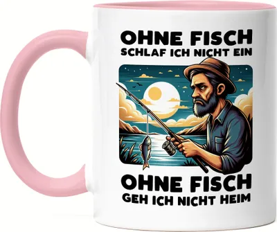 Produktbild von Ohne Fisch schlafe ich nicht ein Angler Tasse Rosa Hafen Angel Fischerei