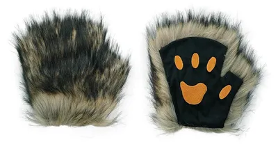 Produktbild von Tierpfoten Handschuhe Kunstfell Katzenpfoten Cosplay Braun Paar