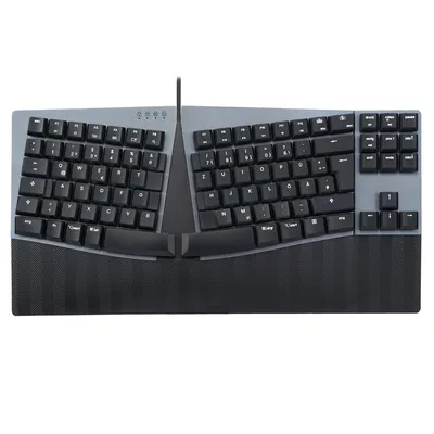 Produktbild von Perixx PERIBOARD-335 RD DE USB Keyboard German, QWERTZ Black Backlit, Ergonomic