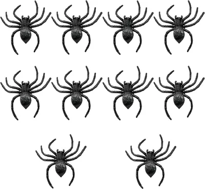 Productafbeelding van Plastic spinnen - Set van 10 - Halloween-decoratie - Nepspin - 9 cm - Zwarte