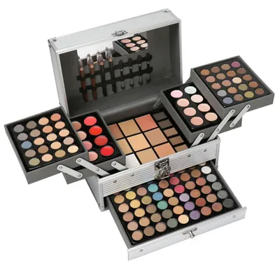 Produktbild von Schminkkoffer 132 Farben Make-up Set für Gesicht Augen Lippen mit Lidschatten Lippenstift Concealer Puder Rouge Mascara