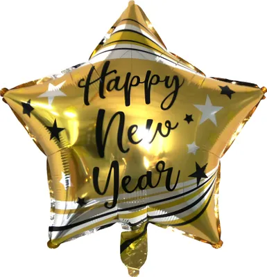 Immagine prodotto di Palloncino in foil Stella di Buon Anno 45 cm, oro nero argento