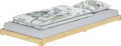 Produktbild von Niederflurbett extra niedriges Bettrahmen Futonbett 100x200 Kiefer klar lackiert V-60.47K-10ohne Zubehör