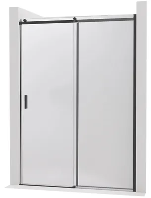 Productafbeelding van Douchedeur Santoro - schuifdeur - rechts - 6 mm - mat zwart, melkglas - 100x195 cm