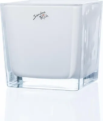 Produktbild von SANDRA RICH Glasübertopf CUBE WEISS cube-colour decoration-white 8x8cm