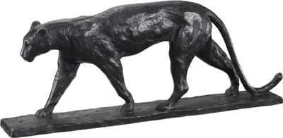 Produktbild von Casa Padrino Luxus Bronze Skulptur Leopard Schwarz 49 x 7 x H. 18,5 cm - Bronzefigur - Tierfigur - Deko Accessoires