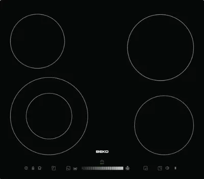 Image de Table de cuisson vitrocéramique 4 feux 6700w noir - Beko - HIC64502T -