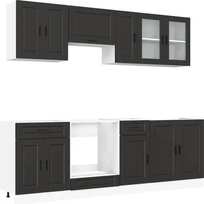 Produktbild von vidaXL 8-tlg. Küchenschrank-Set Porto Schwarz Holzwerkstoff