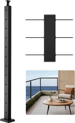 Image de 1x Poteau de garde-corps 1067x50,8x50,8mm noir - Modèle 1JZLGZXHS106AWJO6001V0