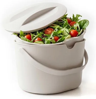 Zdjęcie produktu dla Koszyk na odpady kuchenne, 4 litry - Kompostownik z pokrywą - Bez zapachu i kompaktowy - Idealny do recyklingu odpadów organicznych