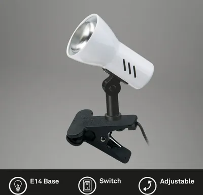 Produktbild von Klemmleuchte Klemmlampe 1xE14 schwenkbar Schnurschalter Metall weiß  Briloner