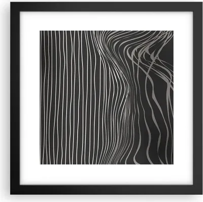 Produktbild von Gerahmtes Poster - Schwarzer Rahmen - Abstraktion Streifen Schwarz und Weiß - 30x30 cm - Wand Bild - Wanddeko - Wandbilder - Wandposter - Bilderrahmen - Bilder - Kunstdruck - P2BAC30x30-4152