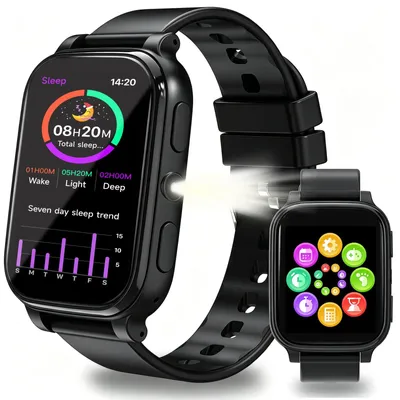 Produktbild von Smartwatch Kinder HD Uhr Schlafmonitor 18 Spiele Multifunktionale Smartwatch Kinder Schwarz Schwarz-D
