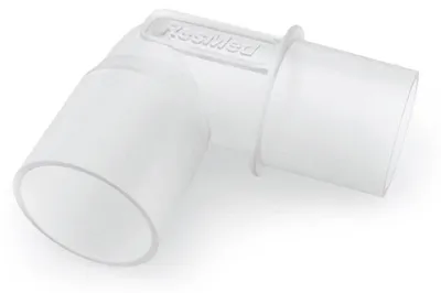 Produktbild von ResMed Air10 Schlauchanschlussstück, rechtswinklig, platzsparend, für nicht beheizbare Atemschläuche, AirSense10 & AirCurve10 kompatibel