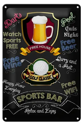 Produktbild von Blechschild Spruch 20x30cm sports bar Golf relax and enjoy