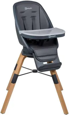Produktbild von BabyGO Kinderhochstuhl Carou Grau/Weiß - weich gepolstert, abnehmbarer Sitzbezug