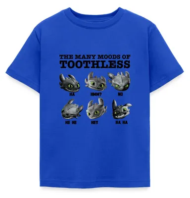 Produktbild von Spreadshirt Drachenzähmen Leicht Gemacht Ohnezahns Stimmungen Kinder T-Shirt, 98/104 (3-4 Jahre), Royalblau
