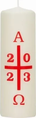 Produktbild von Hausosterkerze, Ostertischkerze 150 x Ø 50 mm mit aktueller Jahreszahl (Siebdruck)
