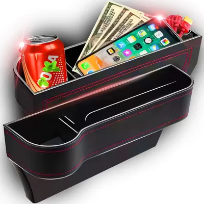 Obrázek produktu pro Úložný box do auta, organizér na autosedačku s držákem na nápoje, protiskluzový, multifunkční úložný box do auta,Polyuretankůže, Retoo