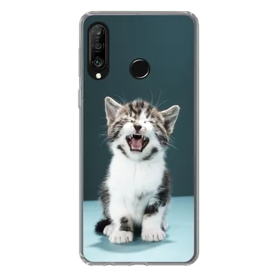 Produktbild von MuchoWow® Handyhülle Schutzhülle Hülle für Huawei P30 Lite Katze - Kätzchen - Miau Silikon Softcase Handy Hülle - Handyhülle
