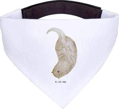 Produktbild von Mr. & Mrs. Panda Bandana Otter Kopfüber - Weiß - Geschenk, Seeotter, See, Dreieckstuch, Hundehalstuch, Süß, Hunde Hals Tuch, Niedlich, Halstuch für Hund