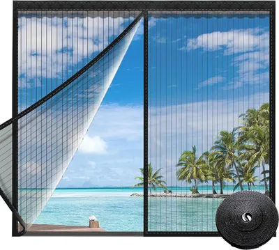 Produktbild von Magnetisches Fliegengitterfenster, selbstklebender Netzvorhang, magnetische Fliegengittertür, automatisches Schließen, für Türen und Fenster-Schwarz-A|| 120 x 120 cm Moskitonetz für Fenster