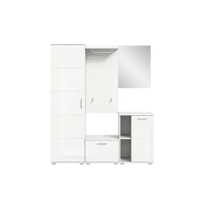 A white modular wardrobe set against a white background.