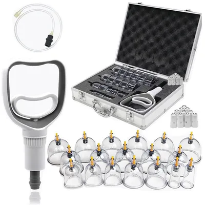 Image de Kit de ventouses avec pompe - 18 ventouses pour le corps et le visage