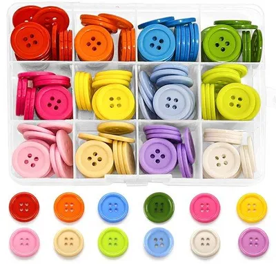 Produktbild von Farbige Große Knöpfe - 20 mm - Set aus 180 Stücken