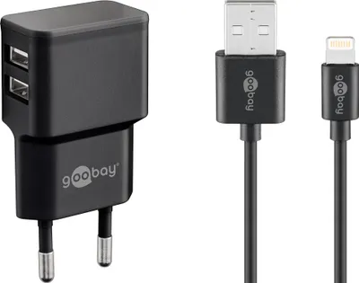 Produktbild von goobay Ladekabel mit Adapter schwarz, 12 Watt