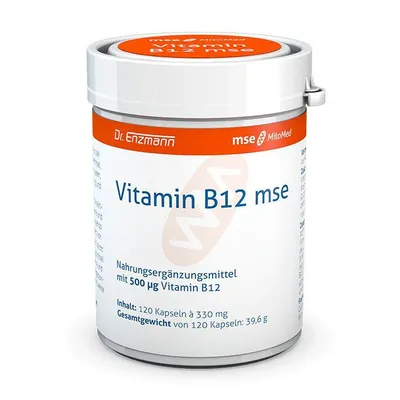 Produktbild von Dr. Enzmann Vitamin B12 500 µg - 120 Vegane Kapseln für Nerven und Energie - MSE
