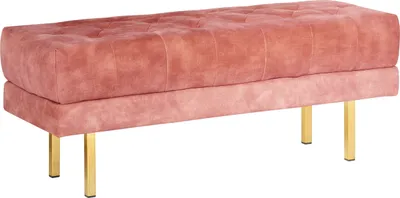 Produktbild von BELIANI Bettbank Rosa aus Samtstoff Gesteppt Knopfheftung 117 cm mit Goldenen Beinen Elegant Sitzbank für Schlafzimmer Flur Garderobe Wohnzimmer