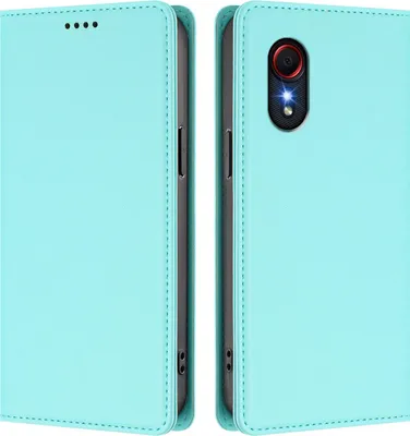 Image de Etui en cuir pour Samsung Galaxy Xcover5, étui magnétique en cuirPolyuréthaneavec support Vert Menthe