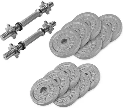 Produktbild von GORILLA SPORTS® Kurzhanteln - 27,5kg Set, 6x1,25kg, 6x2,5kg Gewichte, 2 Kurzhantelstangen mit 4 Sternverschlüssen, Gusseisen - Hantel Set, Kurzhantelset, Hantelscheiben