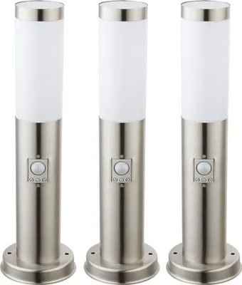 Produktbild von 3er Set LED Stehlampe, Edelstahl silber, Bewegungsmelder, H 45 cm