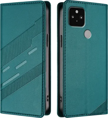Immagine prodotto di Custodia per Google Pixel 5, custodia a portafoglio in Finto cuoio con slot per carte e funzione stand Grün